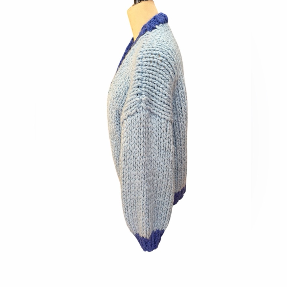 Princess Polly chunky Light Blue‎ and Dark Blue Cardigan size xs/s - Picture 3 of 6